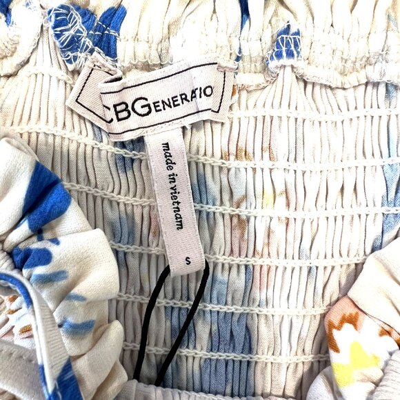 NWT BCBGENERATION BCBG Floral Smocked Off the Shoulder Top Size: Small - Picture 8 of 9